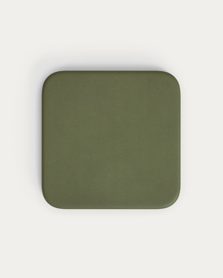 Esilda outdoor tall table with green cement top 70x70cm and green steel base Ø55x96cm