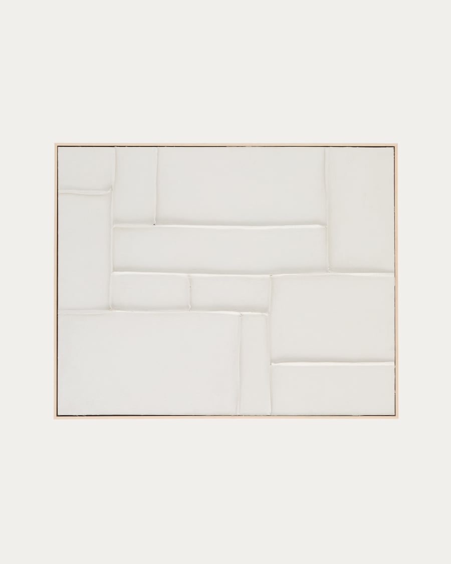Klis white linen picture with geometric shapes, 80 x 100 cm