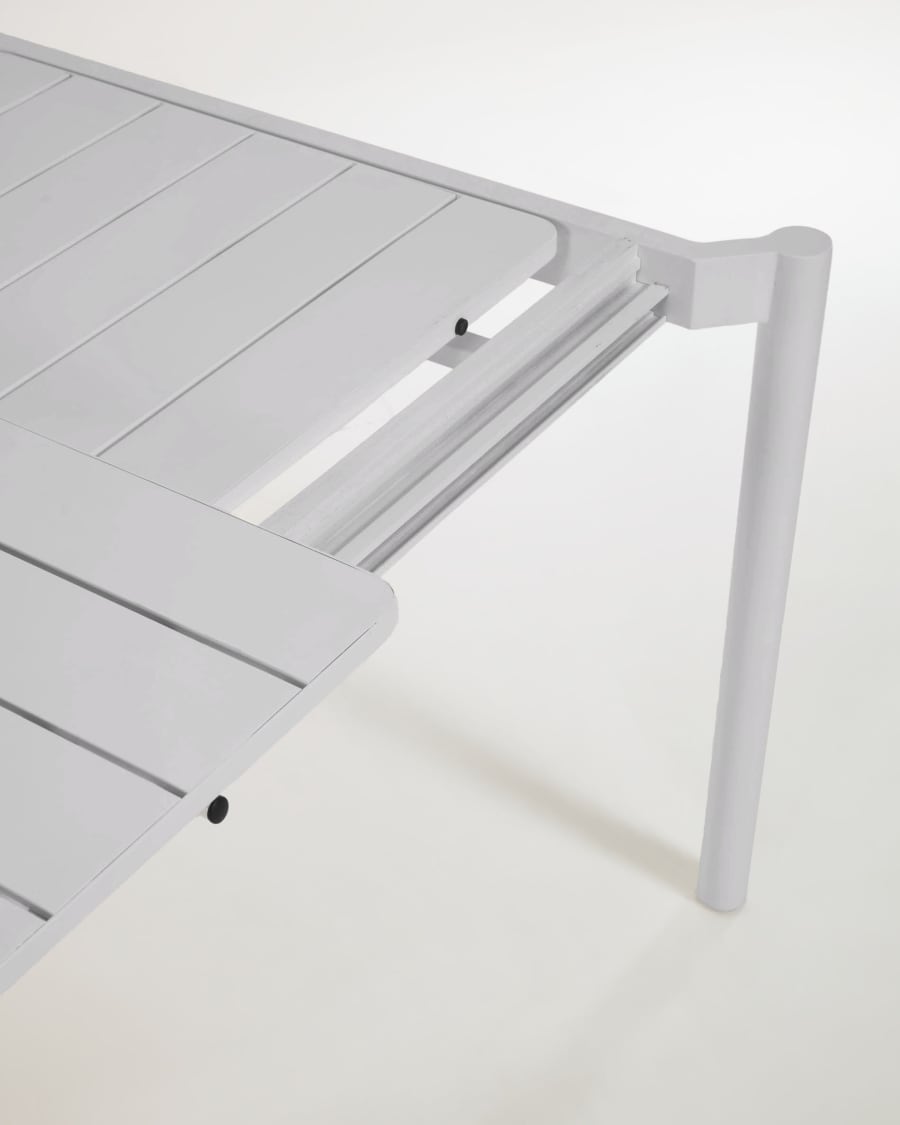 Zaltana extendable outdoor table made of aluminium in a light grey finish, 180 (240) x 100 cm