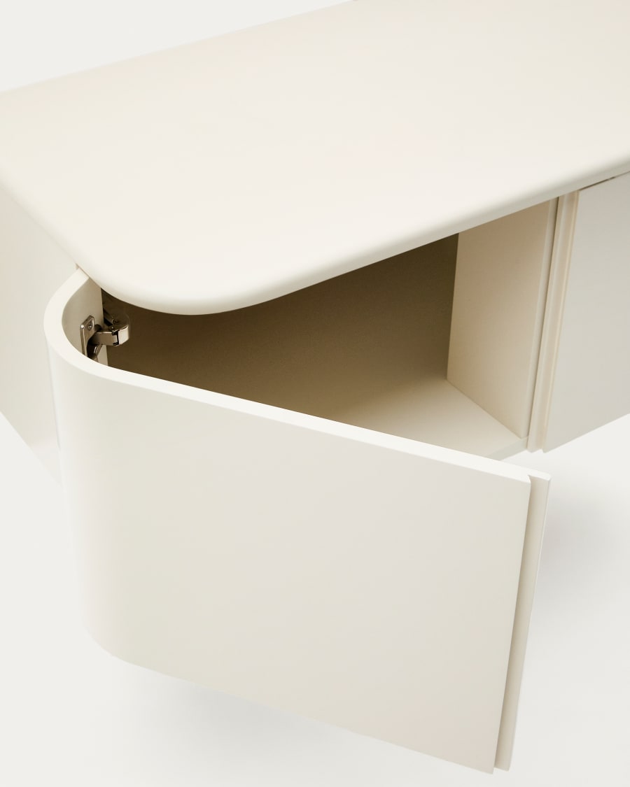 Salaya bathroom furniture in lacquered beige ash laminated plywood 90 x 45 cm
