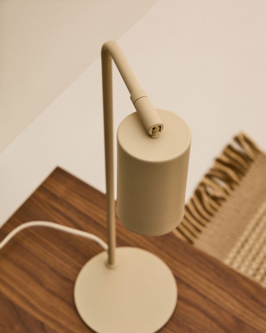 Schreibtischlampe Manie aus Metall mit beigem, texturiertem Finish