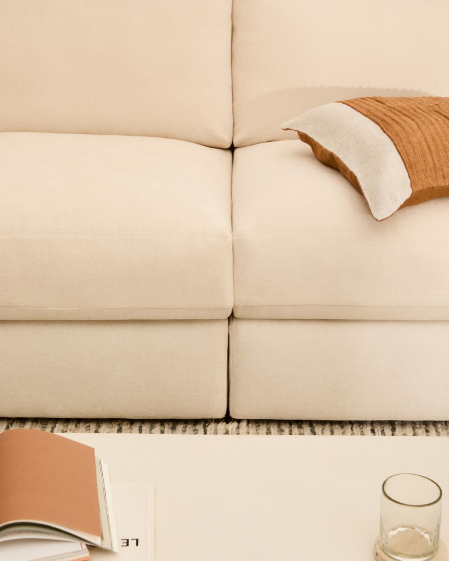 Alea ecru chenille 4-seater modular sofa with right chaise longue and removable cover 310cm