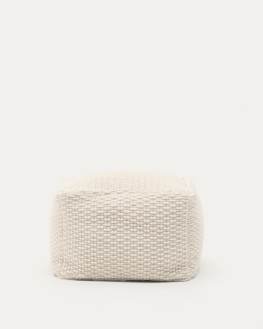 Mascarell pouffe, cotton and polyester in white, 60 x 60 cm