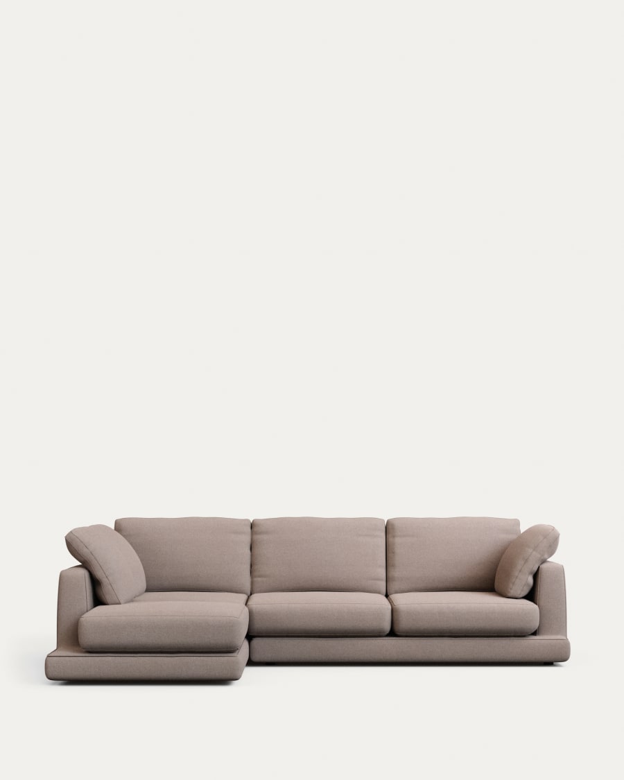 Gala 4-seater sofa with left chaise longue taupe, 300 cm