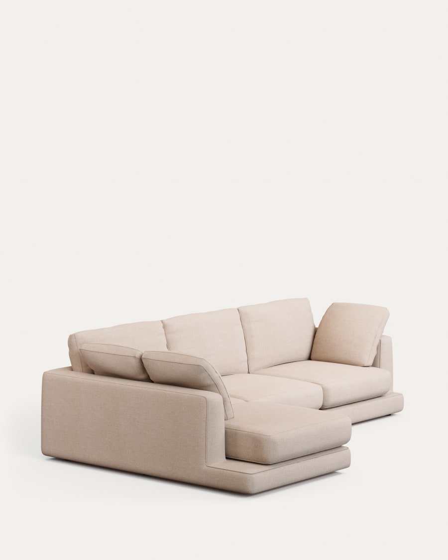 Gala 4-seater sofa with left chaise longue beige 300cm
