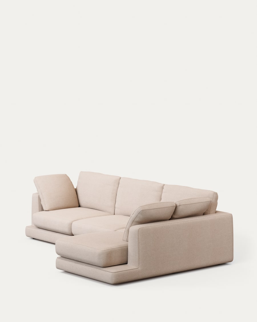 Gala 4-seater sofa with right chaise longue beige, 300cm