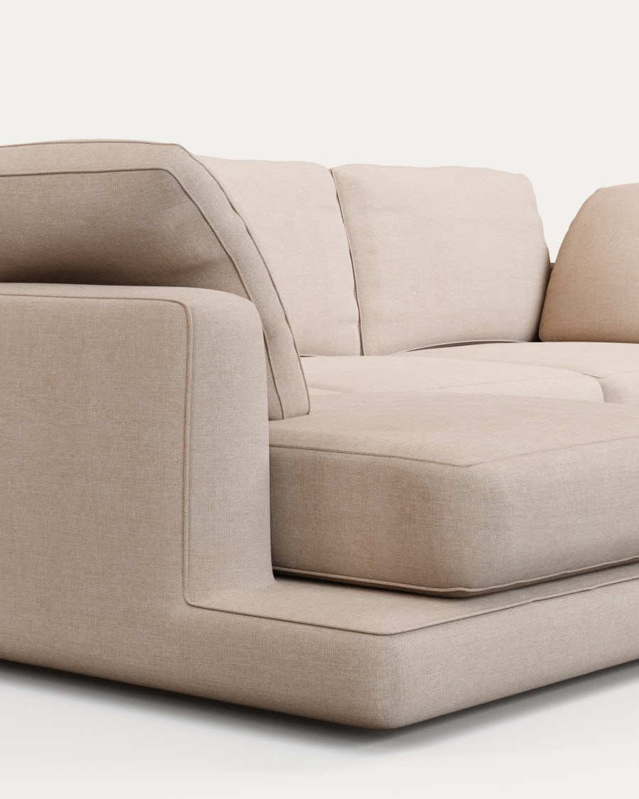 Gala 4-seater sofa with left chaise longue beige 300cm