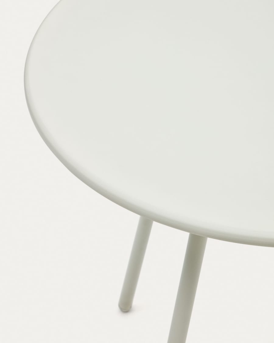 Montjoi round outdoor table in steel with a white finish, Ø 70 cm