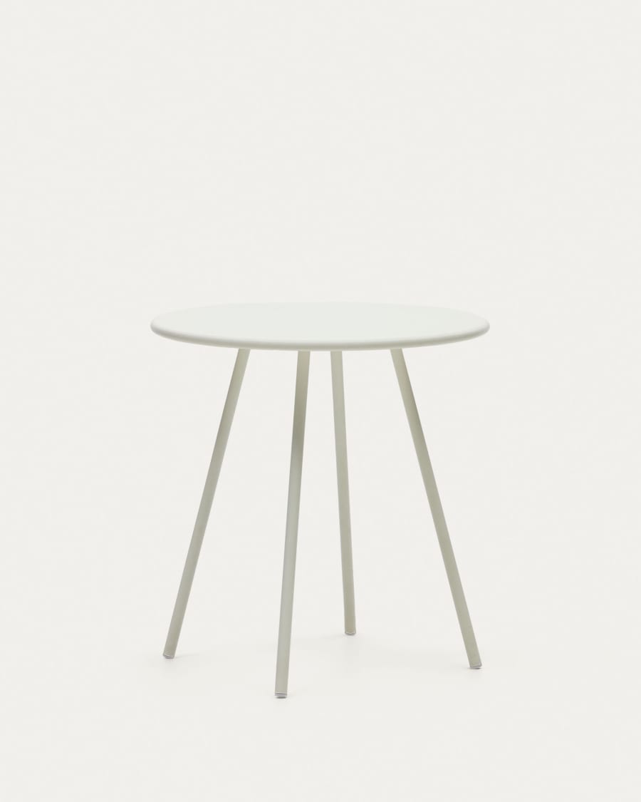 Montjoi round outdoor table in steel with a white finish, Ø 70 cm
