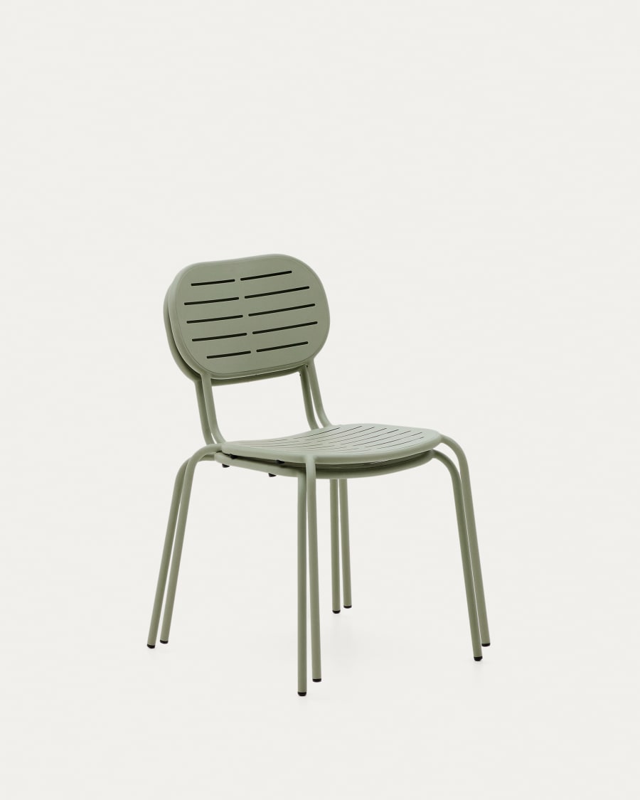 Chaise d’extérieur empilable Brai en acier galvanisé turquoise