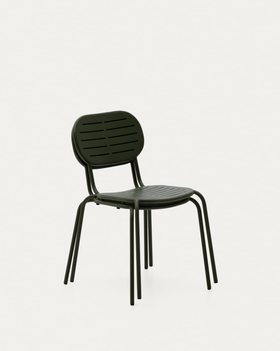 Brai stackable outdoor chair in green galvanised steel