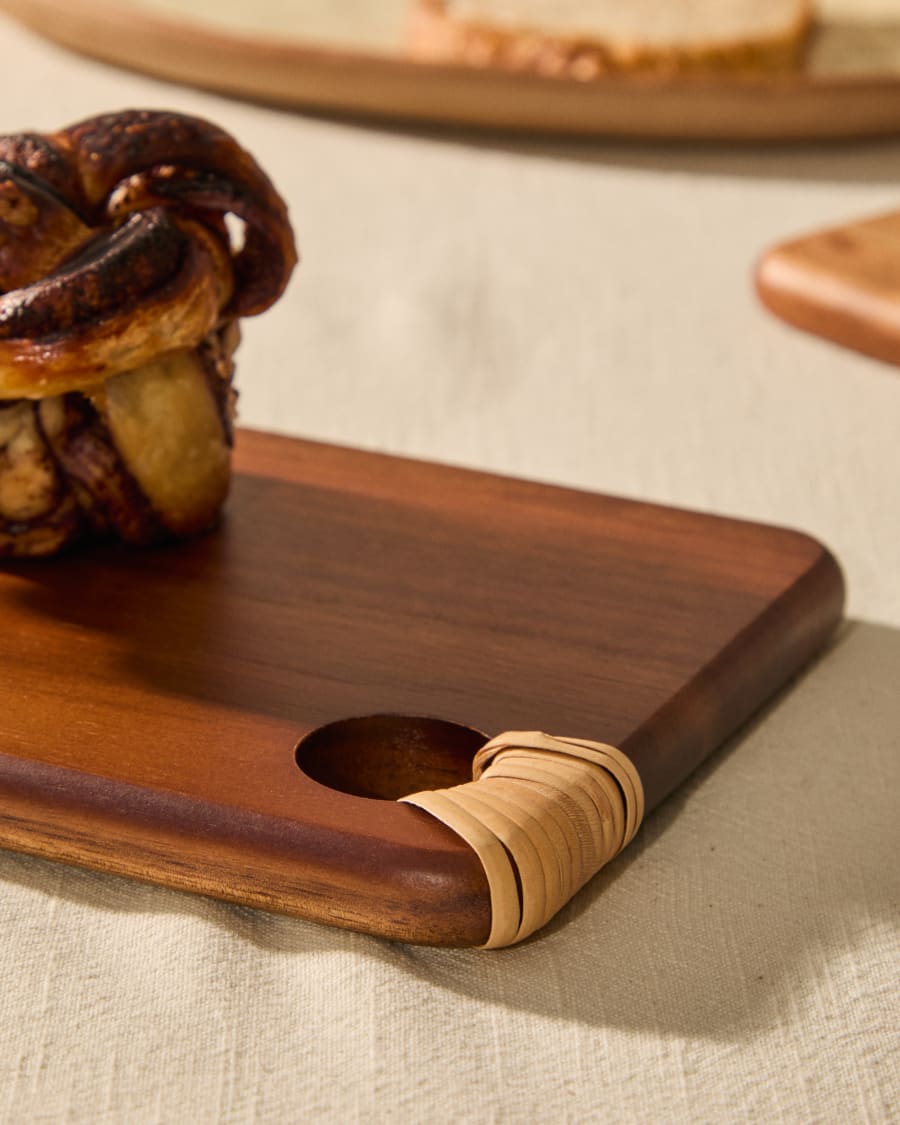 Plateau de service Sardis en bois d’acacia et en rotin FSC 100 % 35 x 15 cm