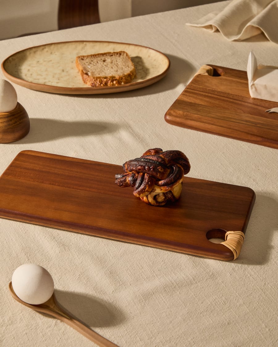 Plateau de service Sardis en bois d’acacia et en rotin FSC 100 % 35 x 15 cm