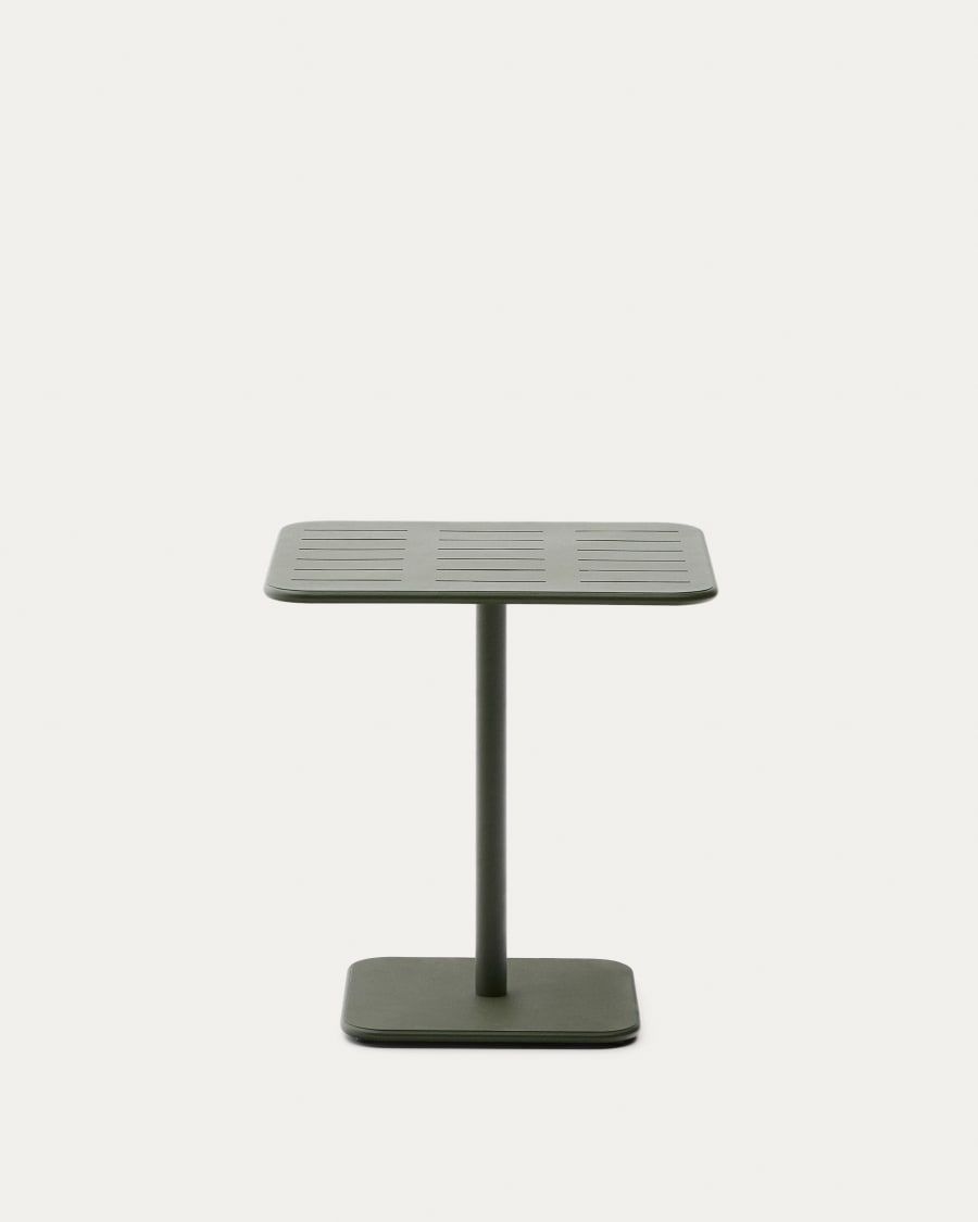 Brai outdoor table in green galvanised steel 70 x 70cm
