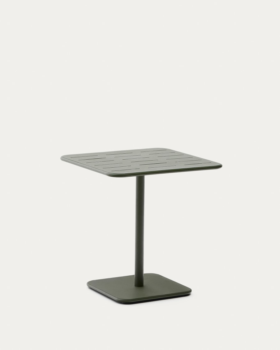 Brai outdoor table in green galvanised steel 70 x 70cm