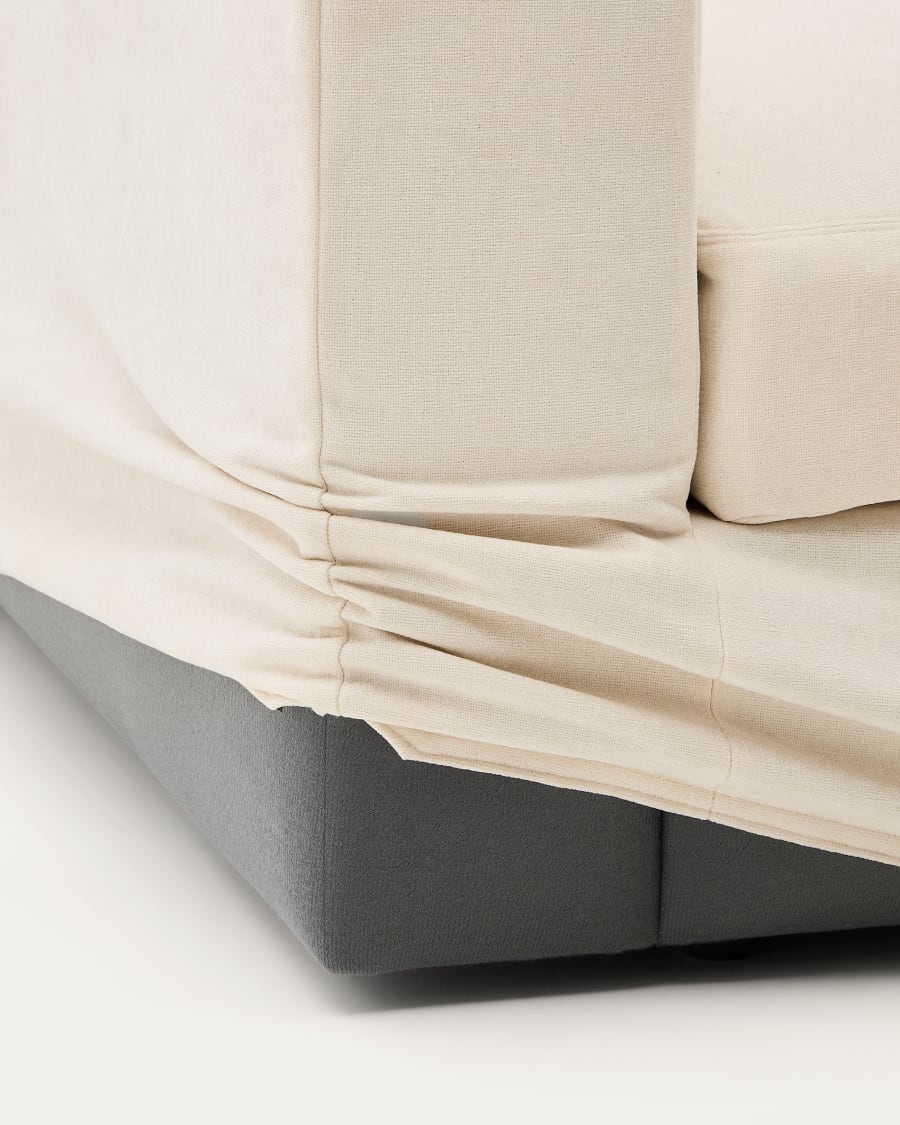 Alea ecru chenille 3-seater modular sofa with removable cover 220cm