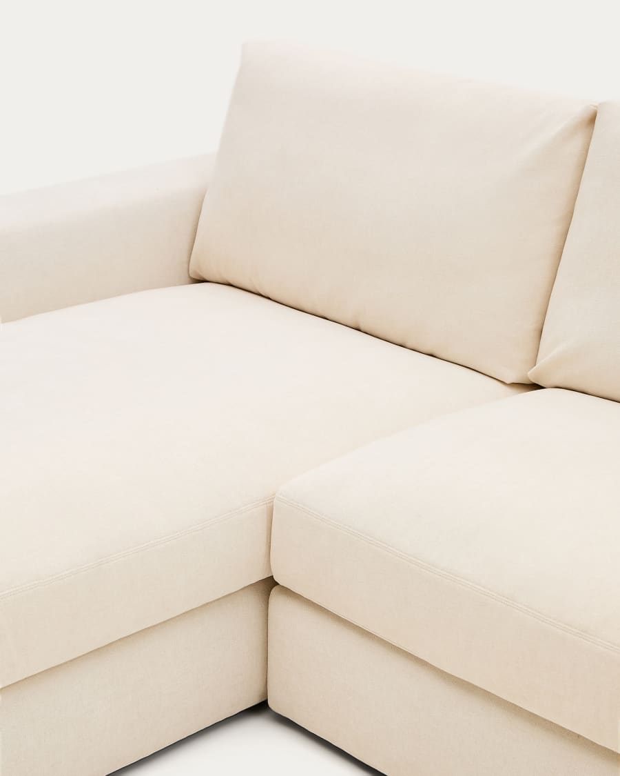 Modulares Sofa Alea für 3 Personen mit abnehmbarem Bezug aus Chenille mit Chaiselongue links in Ecru, 220 cm