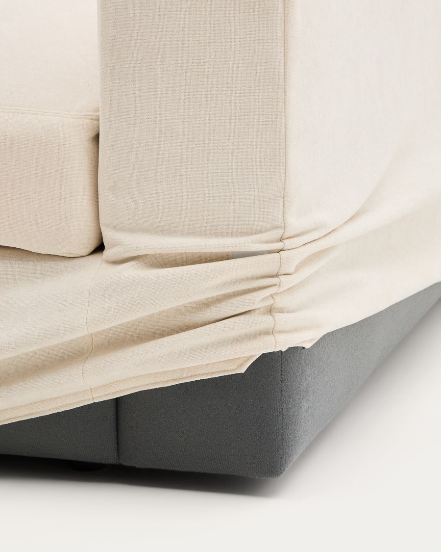 Modulares Sofa Alea für 3 Personen mit abnehmbarem Bezug aus Chenille mit Chaiselongue links in Ecru, 220 cm