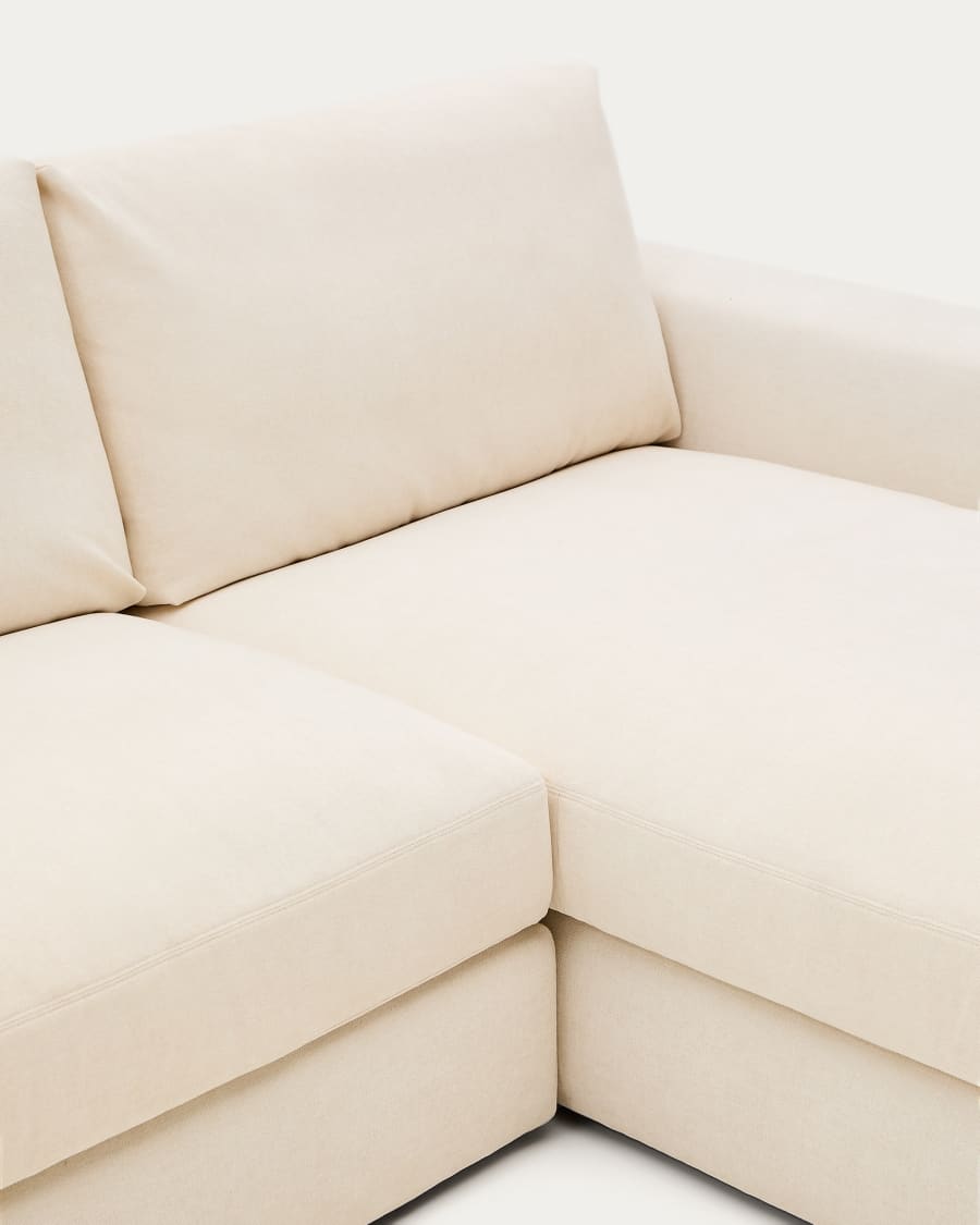 Alea ecru chenille 5-seater modular sofa with right chaise longue and removable cover 340cm