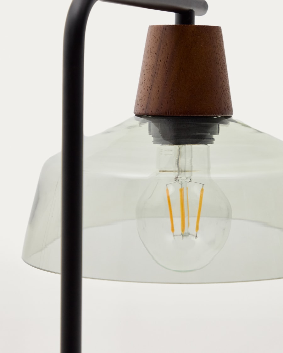 Silex table lamp with a metal foot in green glass UK adapter