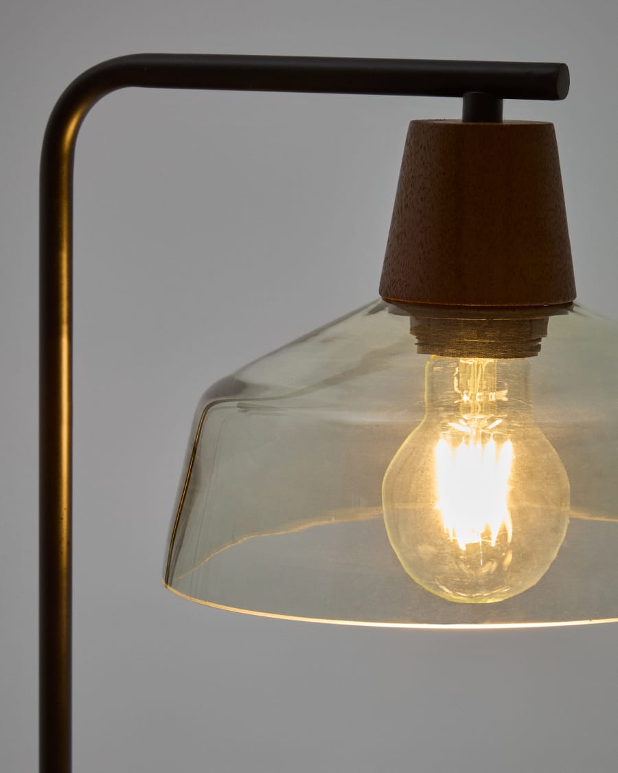 Silex table lamp with a metal foot in green glass UK adapter