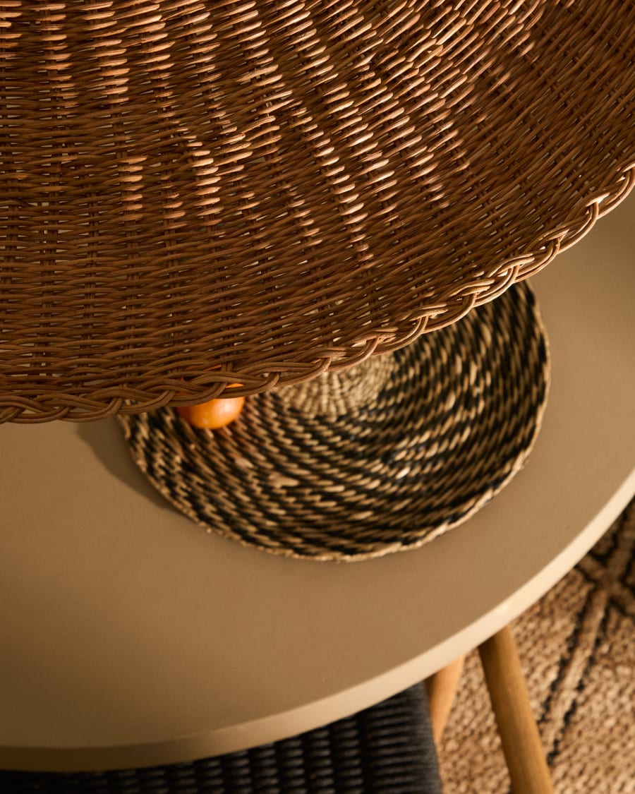Lampenschirm für Deckenleuchte Bladia aus Rattan mit Finish in natürlichem Farbton Ø 70 cm