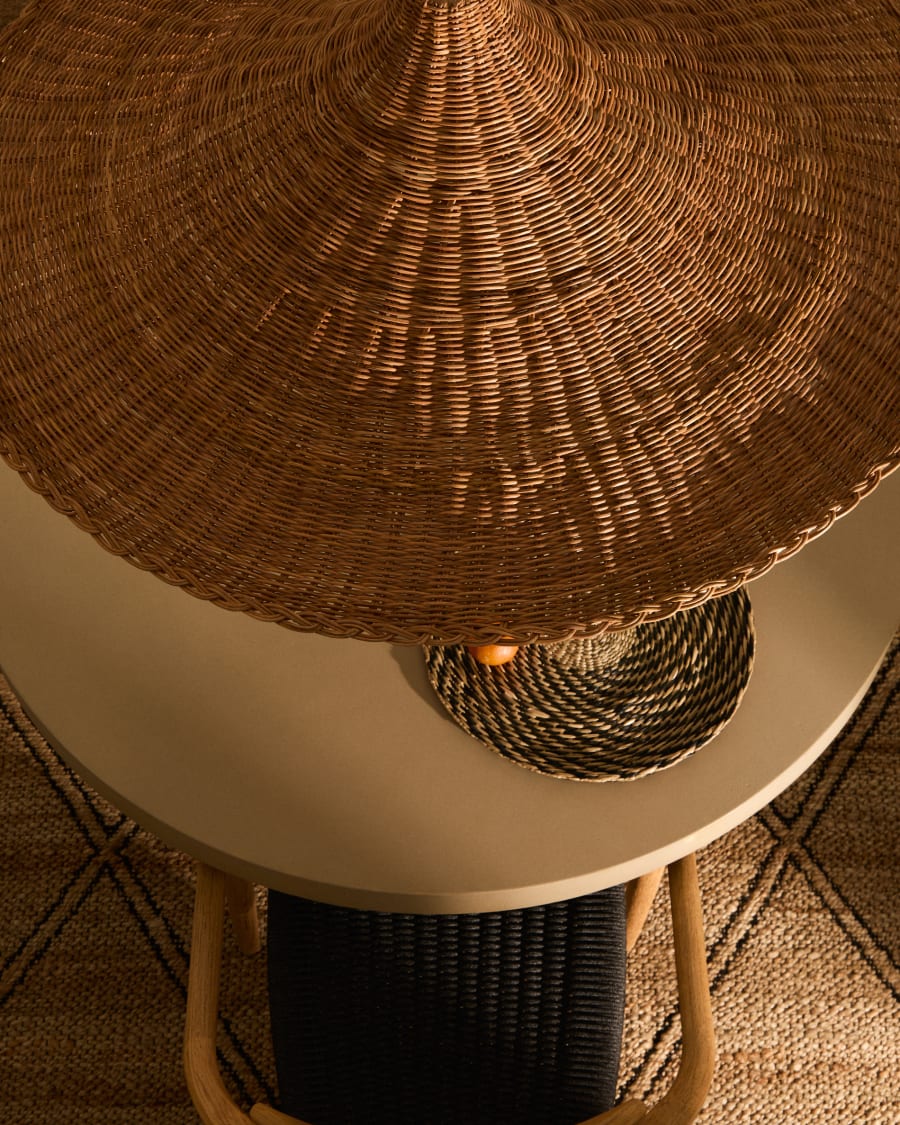 Lampenschirm für Deckenleuchte Bladia aus Rattan mit Finish in natürlichem Farbton Ø 70 cm