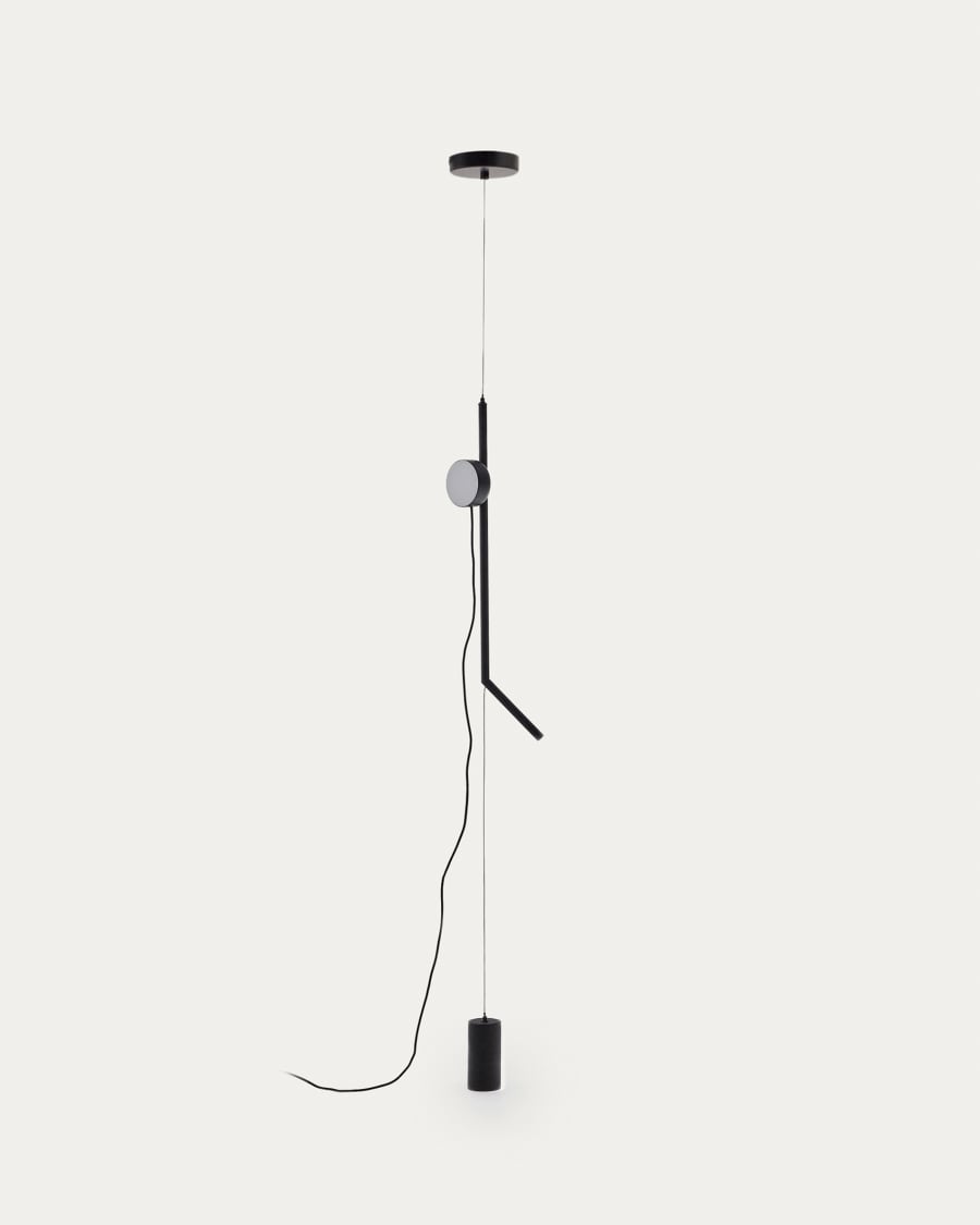 Orey black metal lamp stand with multi-position spotlight and UK adaptor