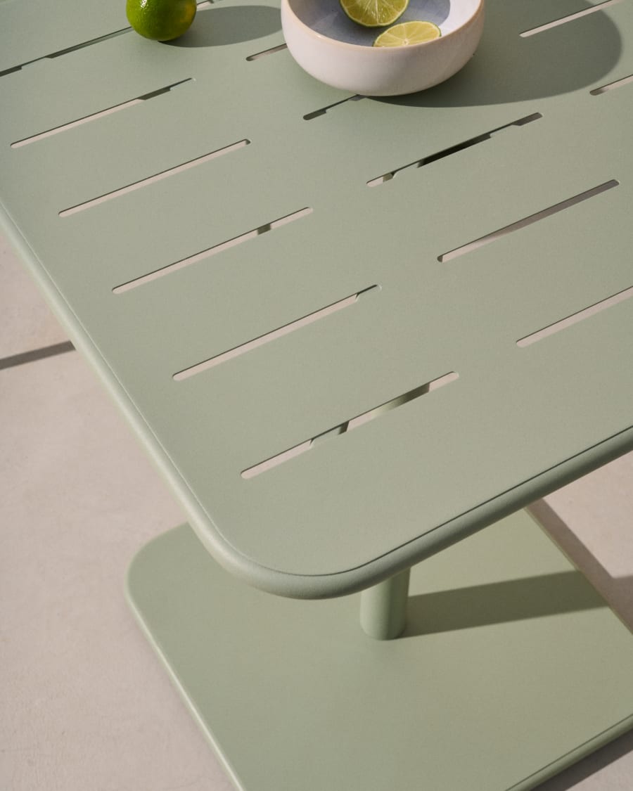 Brai outdoor table in turquoise galvanised steel 70 x 70cm