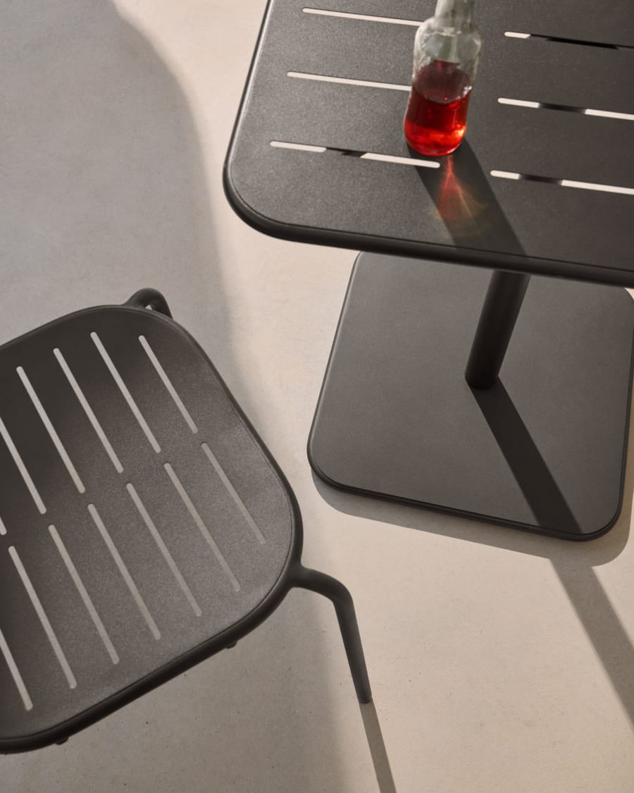 Brai outdoor table in dark grey galvanised steel 70 x 70cm