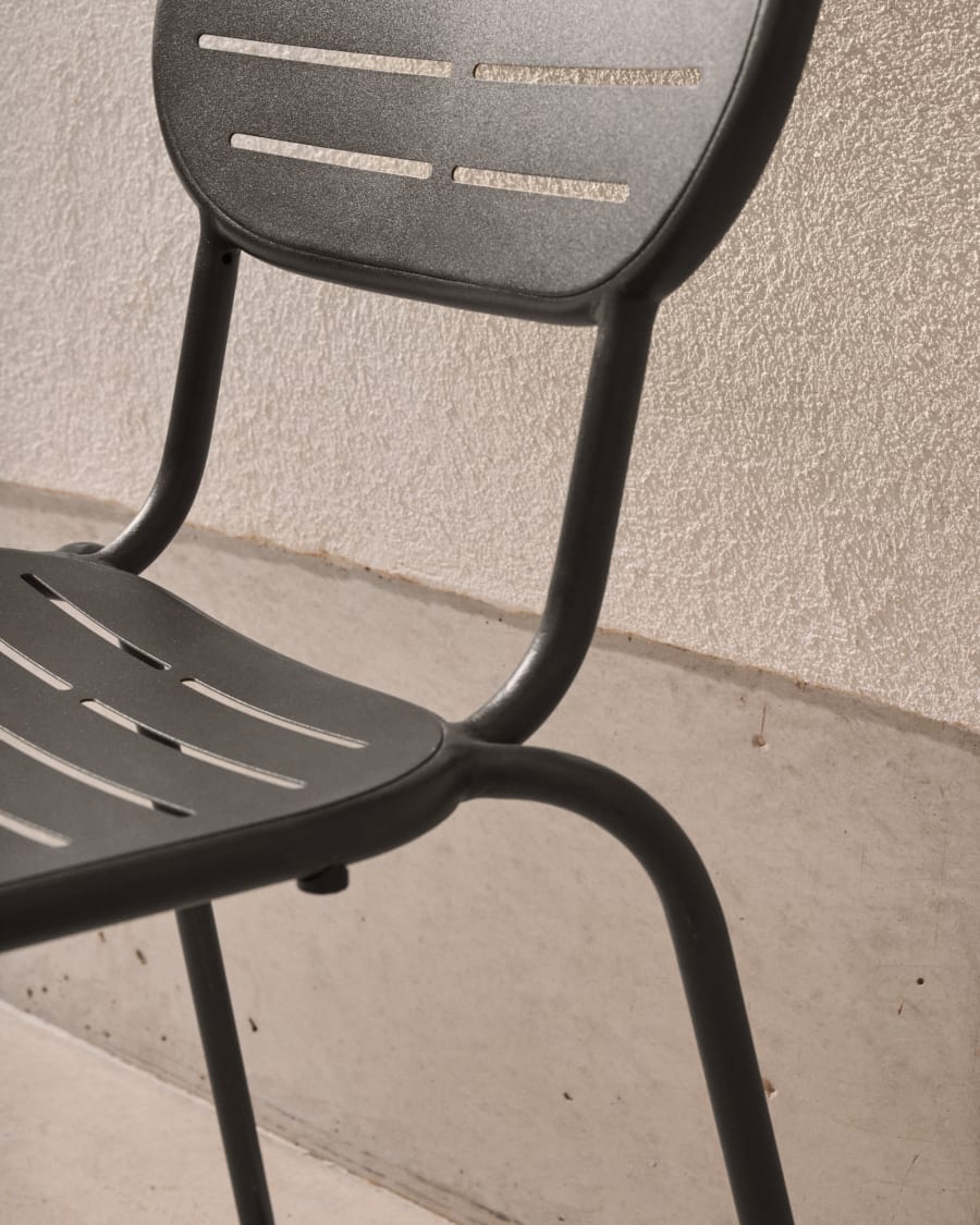 Stackable outdoor chair Brai in dark grey galvanised steel