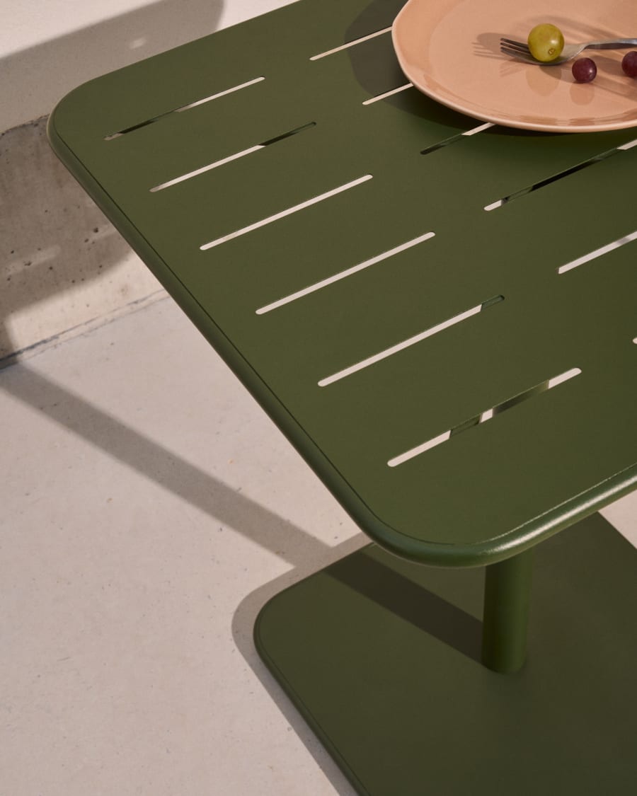 Brai outdoor table in green galvanised steel 70 x 70cm