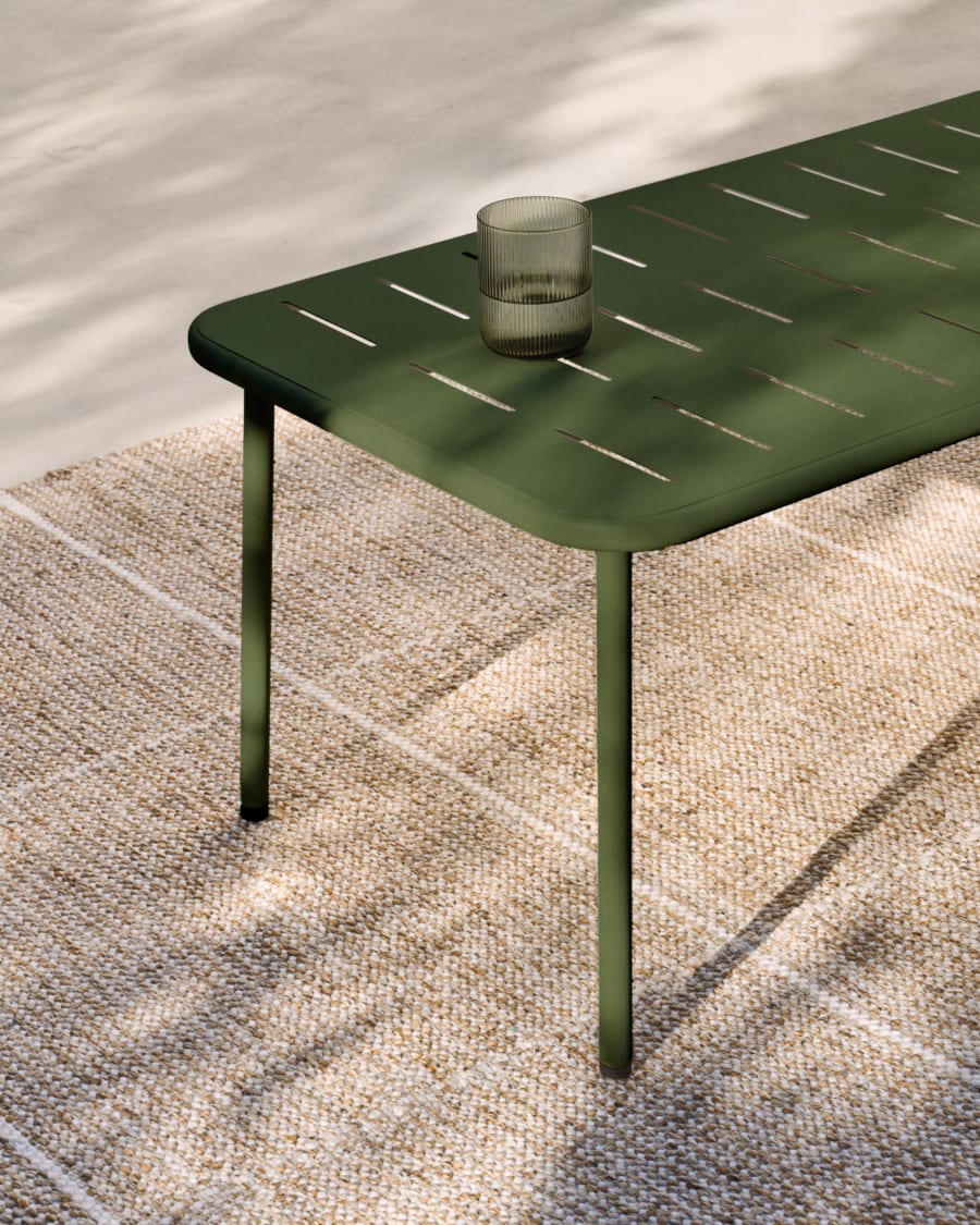 Zivia outdoor coffee table in green galvanised steel 90 x 50cm