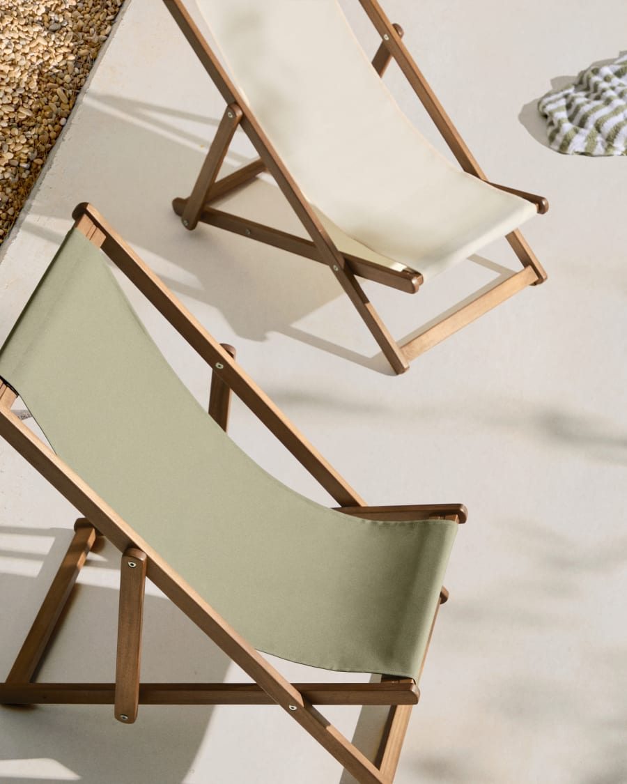 Transat d’extérieur pour enfant pliant Adredna vert en bois d’acacia FSC 100 %