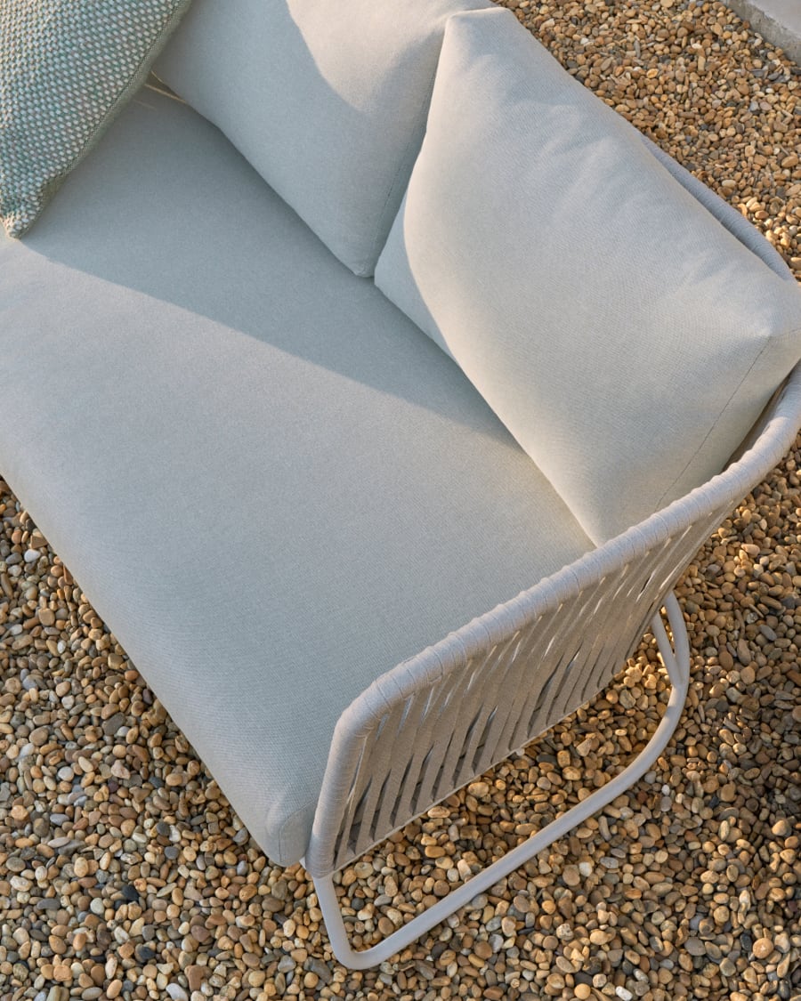 Saconca outdoor 3-seater sofa in rope cord and grey galvanised steel 189cm