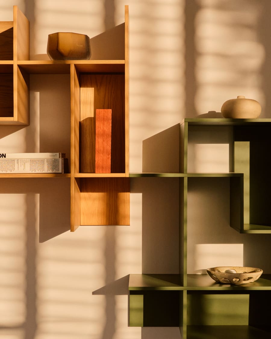 Ina modular shelving unit in green lacquered MDF 80 x 80cm FSC 100%