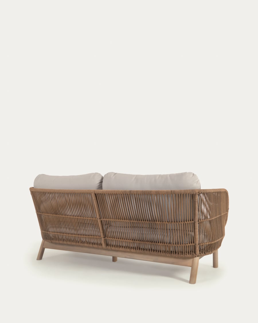 Catalina 3 seater sofa made with beige cord and solid acacia wood, 170 cm FSC 100%