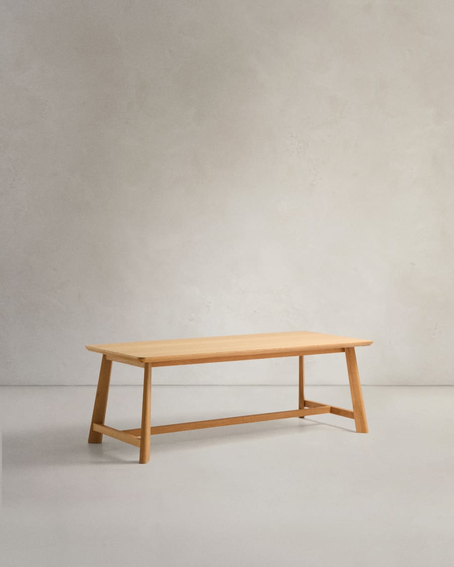 Idun table made of veneer and solid oak wood with natural tone finish FSC Mix Credit 220x100cm