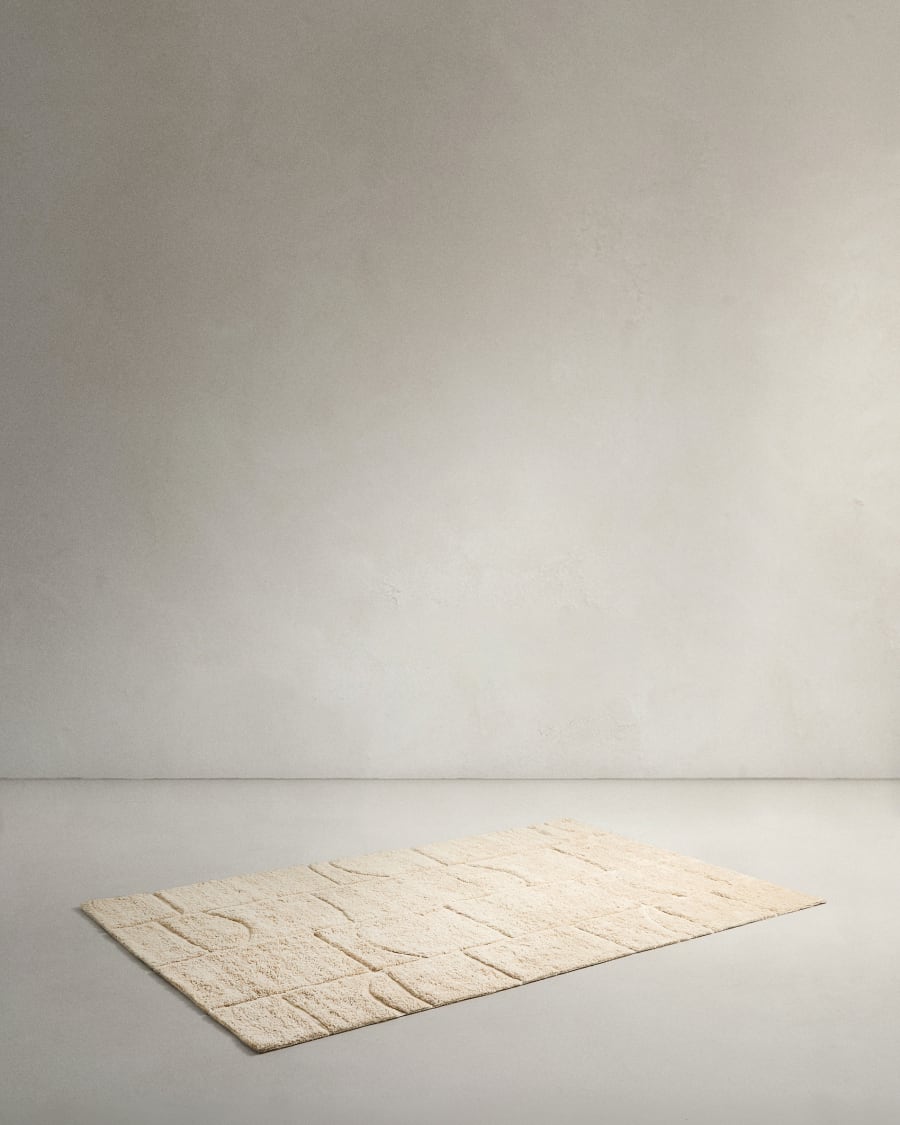 Nak ecru wool jacquard rug, 200 x 300 cm