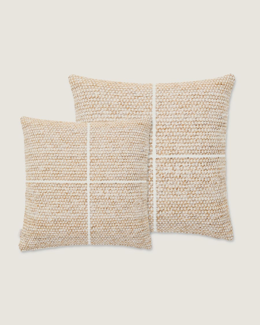 Housse de coussin de sol Nalian 100% PET à carreaux beige 70 x 70 cm