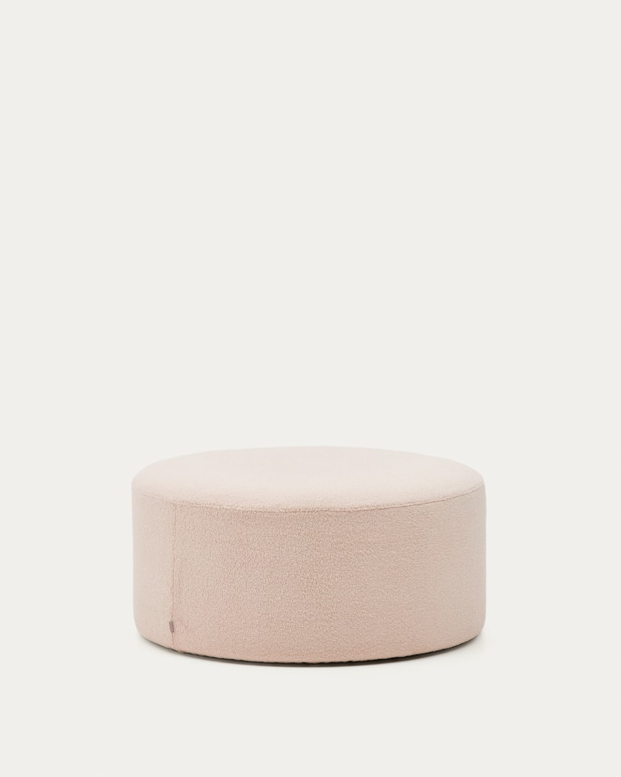 Fußhocker Kaeli mit abnehmbarem Bezug in rosa Bouclé Ø 90 cm
