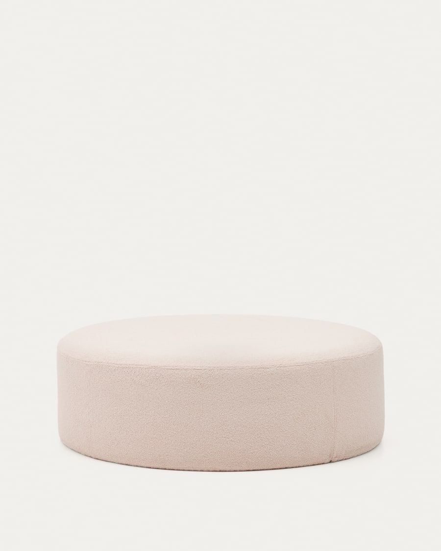 Fußhocker Kaeli mit abnehmbarem Bezug in rosa Bouclé Ø 120 cm