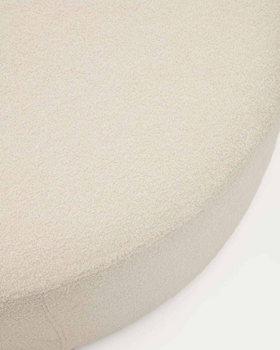 Fußhocker Kaeli mit abnehmbarem Bezug in Bouclé Farbe Écru Ø 120 cm
