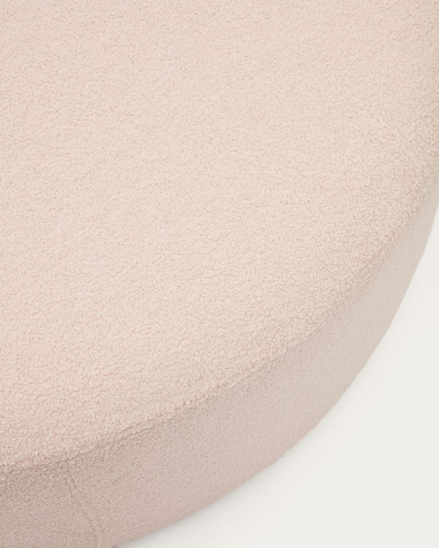 Fußhocker Kaeli mit abnehmbarem Bezug in rosa Bouclé Ø 120 cm