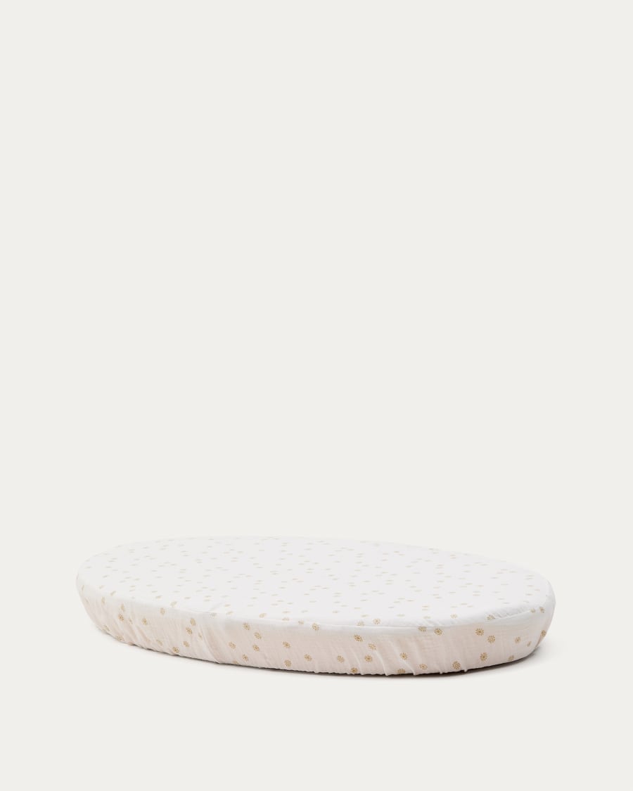 100% cotton, sun print, bottom sheet for Olna Moses basket 40 x 75 cm