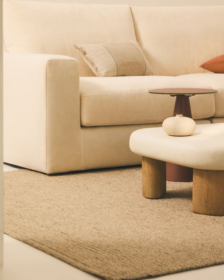 Modulares 5-Sitzer-Ecksofa Alea mit Bezug aus Chenille in Ecru, 310 x 310 cm