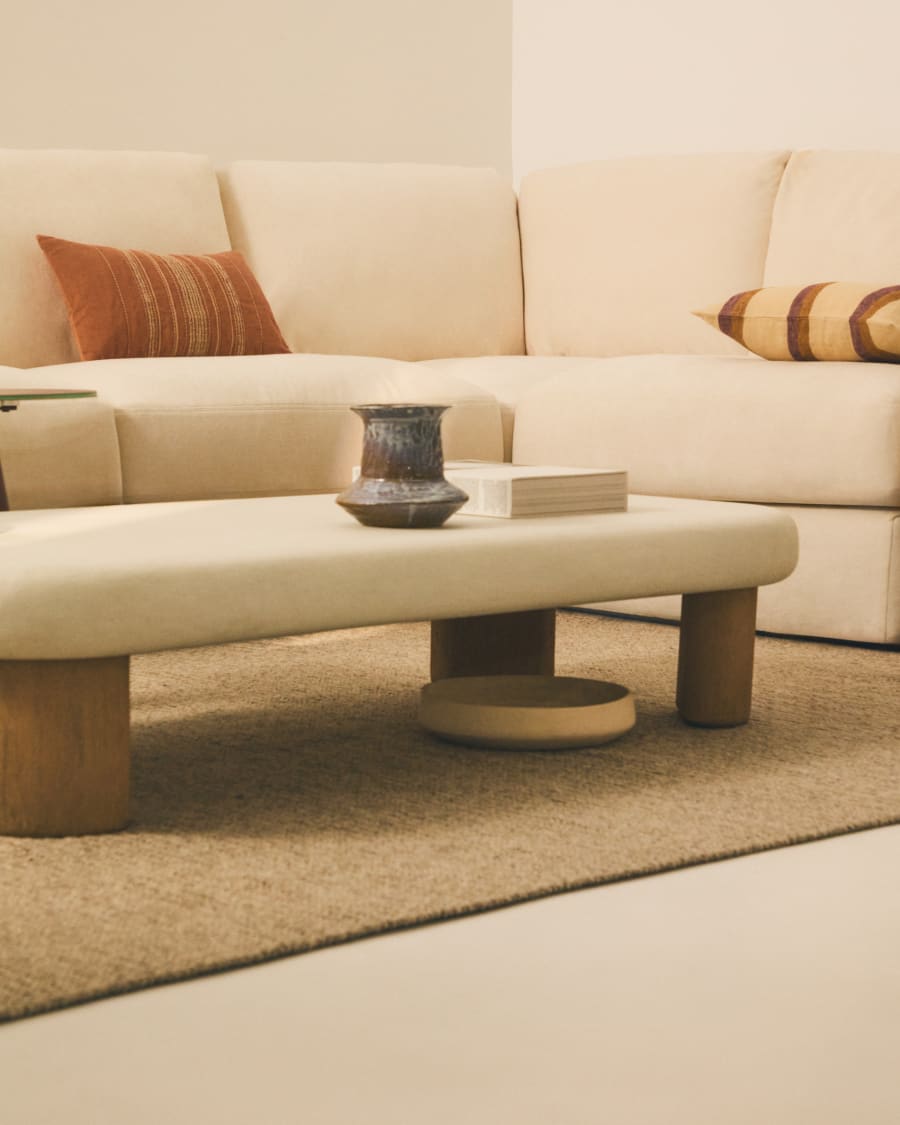 Modulares 5-Sitzer-Ecksofa Alea mit Bezug aus Chenille in Ecru, 310 x 310 cm