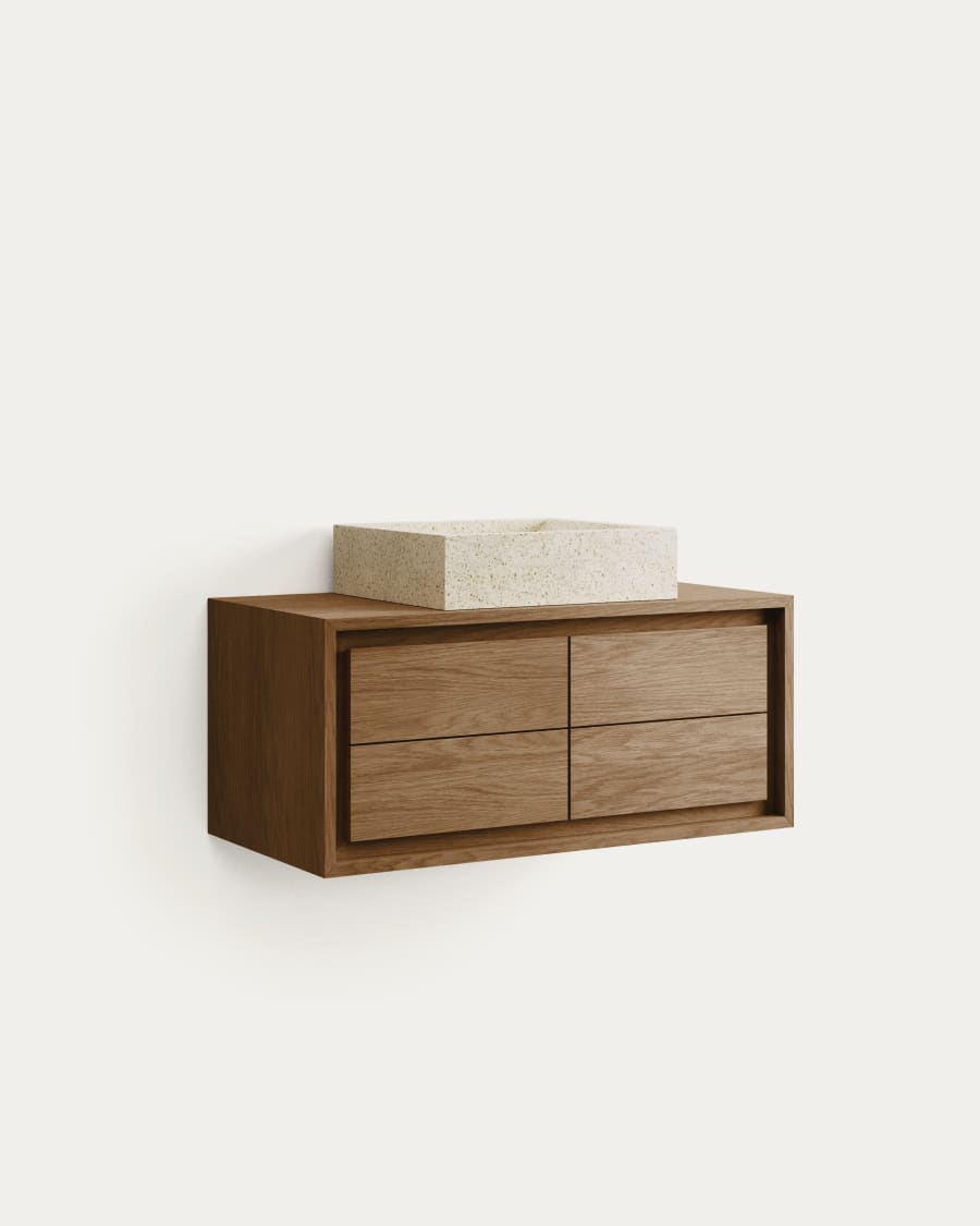 Kenta bathroom furniture in solid teak wood with a natural finish,   90 x 45 cm