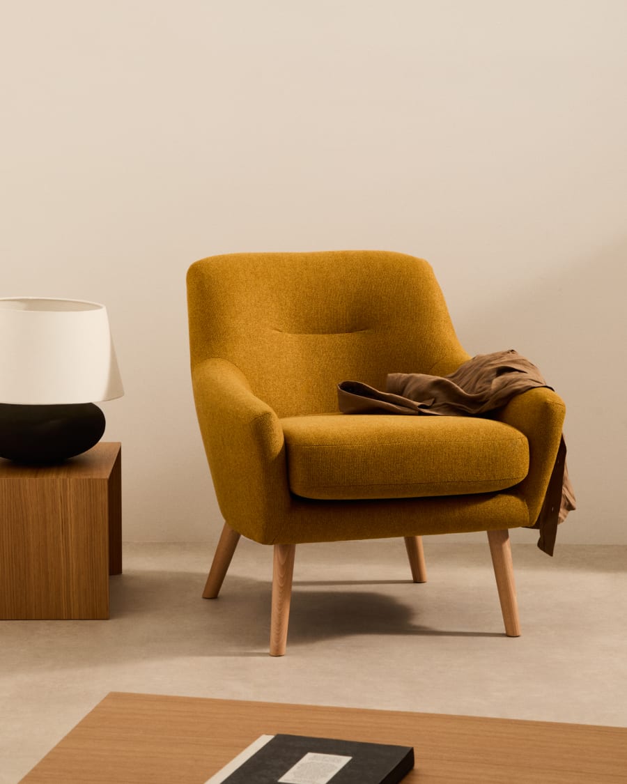 Candela mustard-coloured armchair
