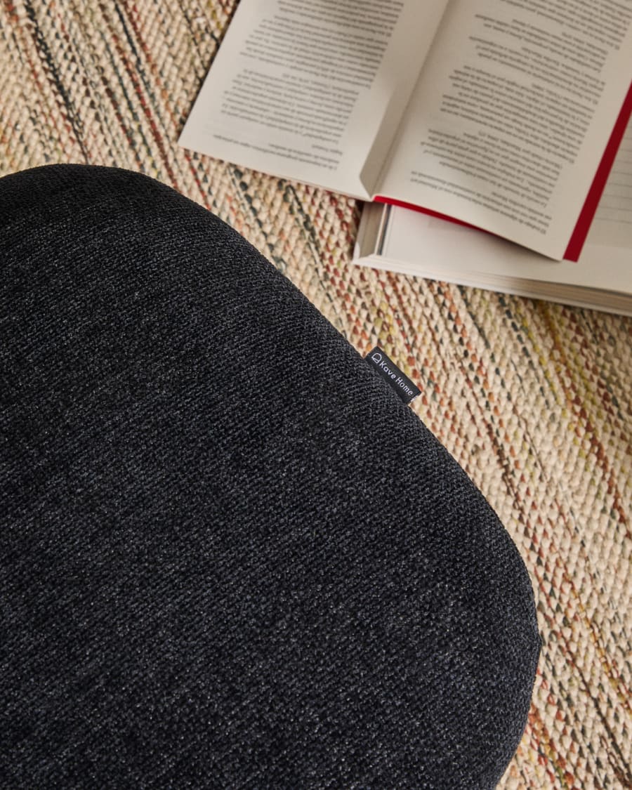 Teryl blue chenille footrest with grey-finished metal, FSC 100%